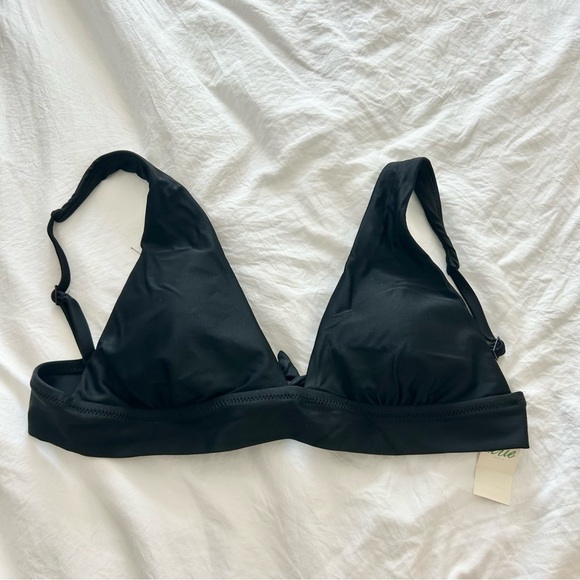Aerie Tie Long Line Bikini Top Smooth Black - Picture 3 of 5